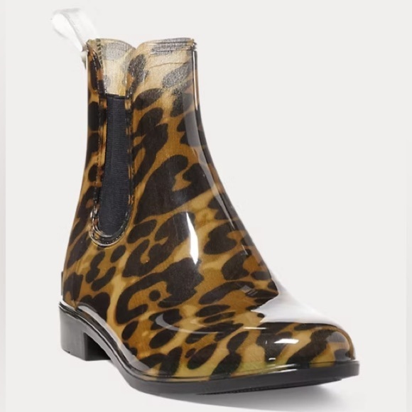 Women’s RALPH LAUREN Tally Leopard PVC Rain Boot- Size 7 - Picture 1 of 8